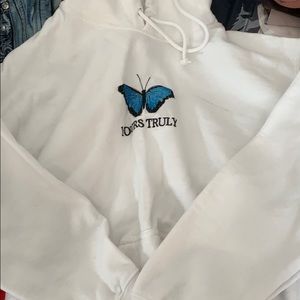 Yours Truly white hoodie